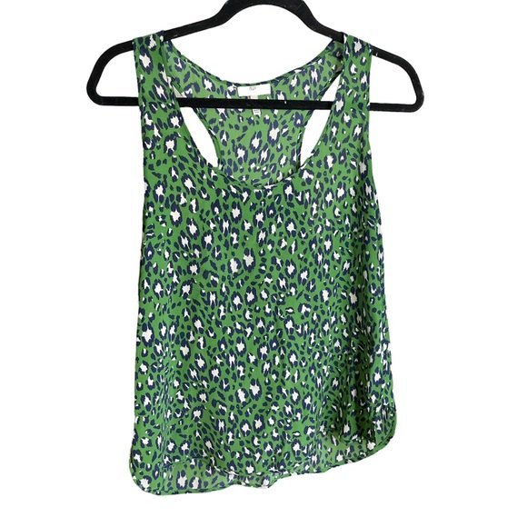 Joie Women's Sz Small Green and Blue Animal Print Silk Racer Back Tank Top - Picture 1 of 6